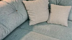 Ecksofa LS24 Stoff 2-7059 Blau mit Bettkasten und 2 Kissen