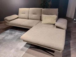 Ecksofa Lucero Stoff Bernando Oliv Grau Metallkufe Schwarz