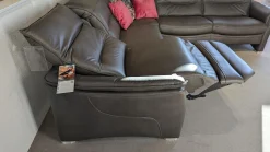 Ecksofa Marlon Leder Cloudy Grey Grau Fuß Aluminium Mit Relaxfunktion Und Motorischer Kopfteilverstellung Inklusive 3 Kissen