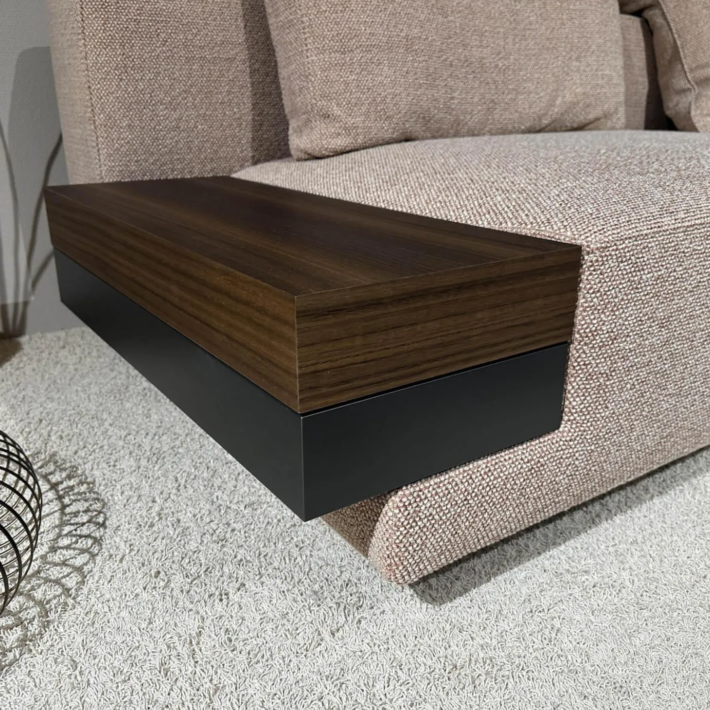 Ecksofa Marteen Stoff ZF673 Rosa Untergestell Zinn mit Couchtisch