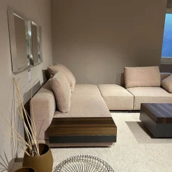 Ecksofa Marteen Stoff ZF673 Rosa Untergestell Zinn mit Couchtisch