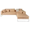 Ecksofa Mell Lounge Stoff 8186 Aprikose Orange Beige Gestell Verchromt Inklusive Kissen