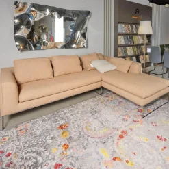 Ecksofa Mell Lounge Stoff 8186 Aprikose Orange Beige Gestell Verchromt Inklusive Kissen