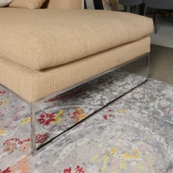 Ecksofa Mell Lounge Stoff 8186 Aprikose Orange Beige Gestell Verchromt Inklusive Kissen