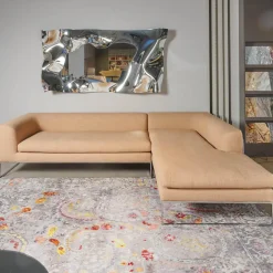 Ecksofa Mell Lounge Stoff 8186 Aprikose Orange Beige Gestell Verchromt Inklusive Kissen