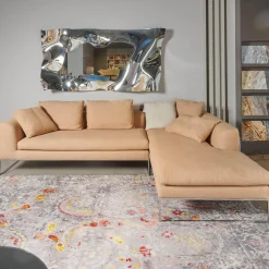 Ecksofa Mell Lounge Stoff 8186 Aprikose Orange Beige Gestell Verchromt Inklusive Kissen