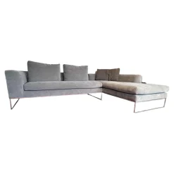 Ecksofa Mell Lounge Stoff 8143 Taupe Grau Füße Verchromt Mit Kunststoffgleitern