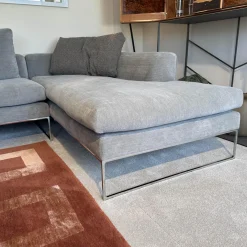 Ecksofa Mell Lounge Stoff 8143 Taupe Grau Füße Verchromt Mit Kunststoffgleitern