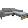 Ecksofa Mell Lounge Stoff 7208 Steingrau Grau Fußrahmen P120 Pulverbeschichtet Schwarz