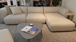 Ecksofa Mia Stoff Sahco Safire 4 0007 Creme Grau ohne Kissen