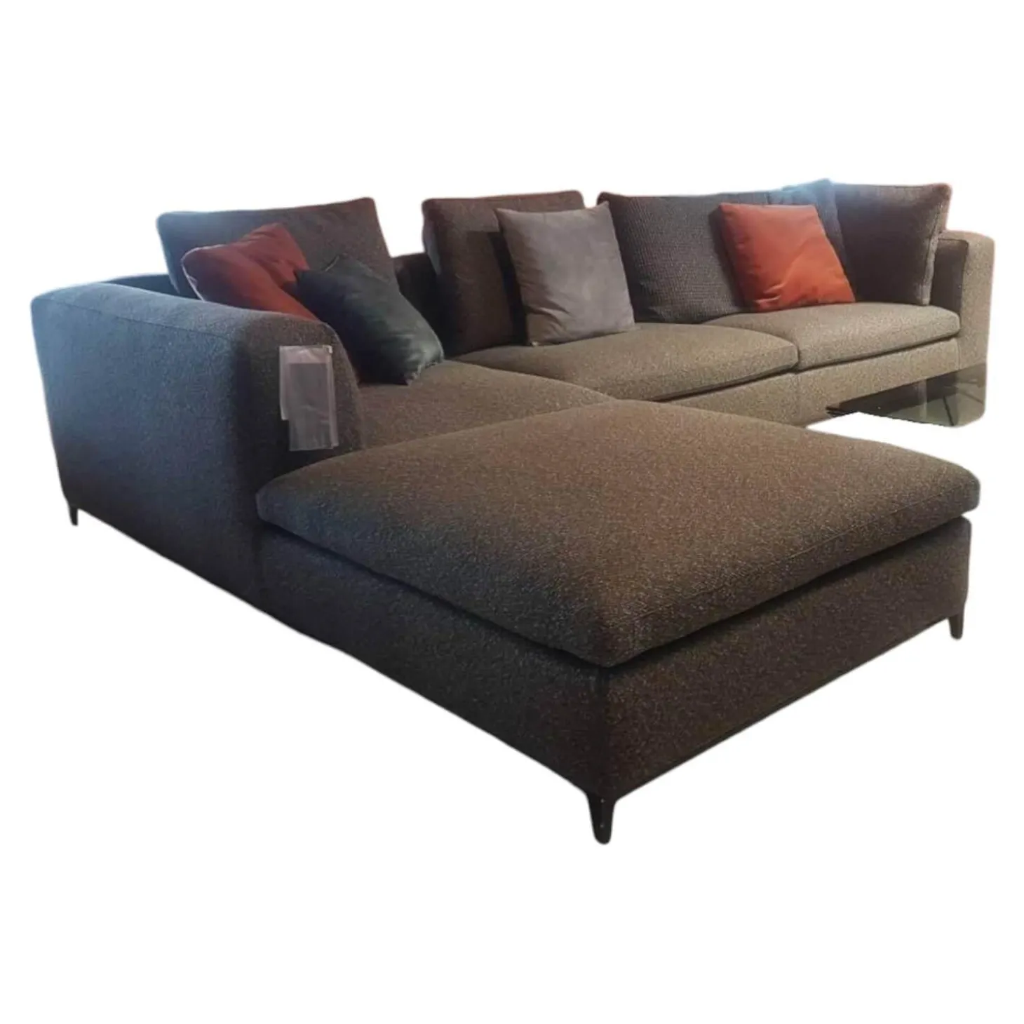 Ecksofa Michel Club Stoff Laveno Schiefer Grau Gestell Metall Schwarz Lackiert