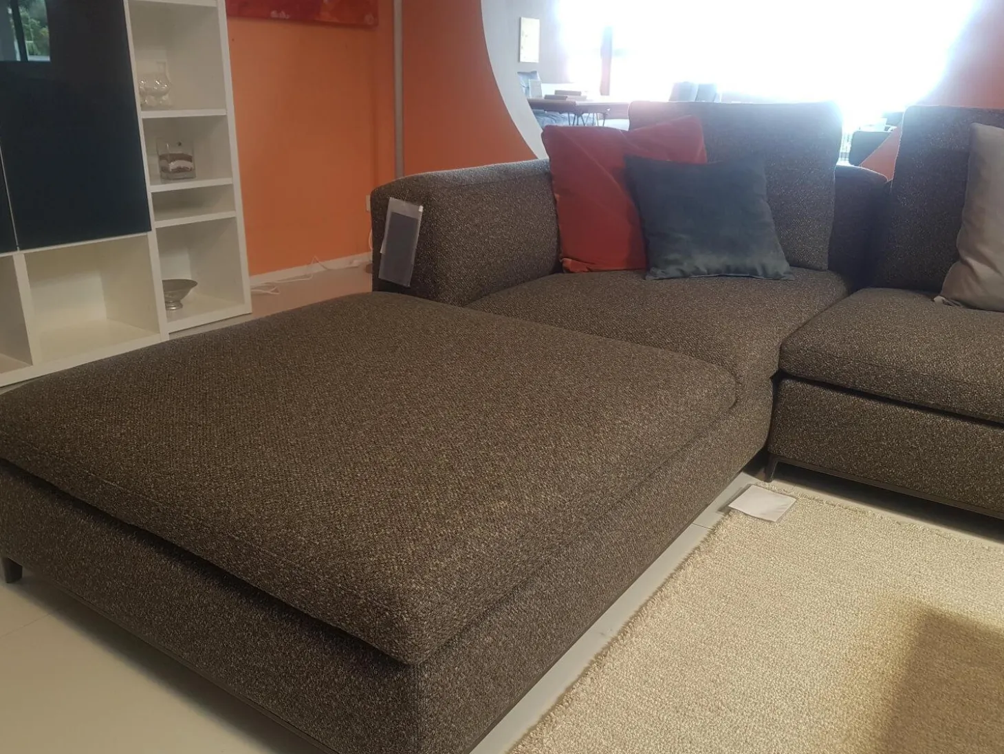 Ecksofa Michel Club Stoff Laveno Schiefer Grau Gestell Metall Schwarz Lackiert