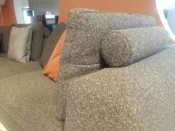 Ecksofa Michel Club Stoff Laveno Schiefer Grau Gestell Metall Schwarz Lackiert