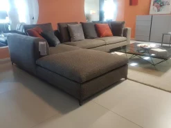 Ecksofa Michel Club Stoff Laveno Schiefer Grau Gestell Metall Schwarz Lackiert