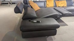 Ecksofa Milano Leder LL Evita Anthrazit Metallkufe Schwarz Matt Ohne Dekokissen