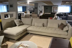 Ecksofa Mioko Stoff 24.351 Steingrau Grau Füße Stahl Pulverbeschichtet Grau Inklusive Kissen