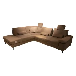 Ecksofa MM MP1179 Stoff Longlife Easy Desert Grau Füße Metall Schwarz Mit Kissen