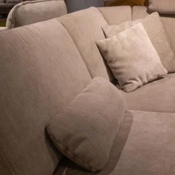 Ecksofa MM MP1179 Stoff Longlife Easy Desert Grau Füße Metall Schwarz Mit Kissen