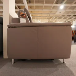 Ecksofa MM PN1102 Leder Torro Granit Grau Beige Füße Aluminium