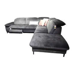 Ecksofa MM-ZE1137 Stoffbezug Joyce Anthrazit Füße Metall Schwarz Mit Elektrischer Relaxfunktion