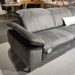 Ecksofa MM-ZE1137 Stoffbezug Joyce Anthrazit Füße Metall Schwarz Mit Elektrischer Relaxfunktion