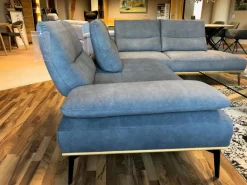 Ecksofa Modell 9060 Stoff AquaClean02 Schiefer PG14 Untergestell Anthrazit mit Hocker
