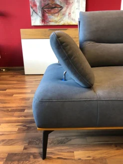 Ecksofa Modell 9060 Stoff AquaClean02 Schiefer PG14 Untergestell Anthrazit mit Hocker