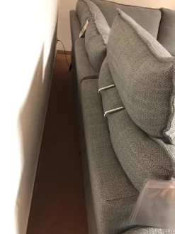 Ecksofa Modell 1043 Stoff Picasso Stone Grau PG 3 mit Kopfstütze und Nierenkissen