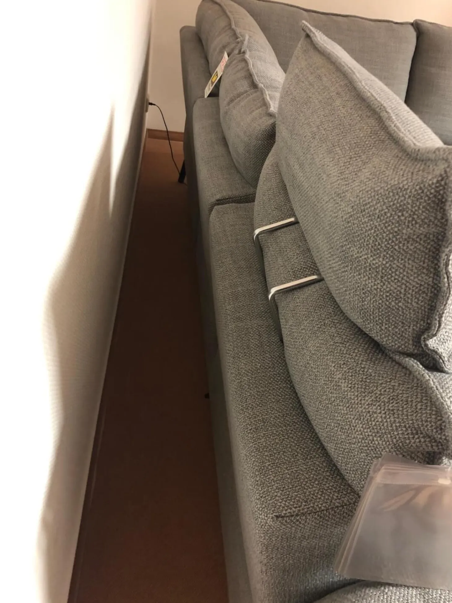 Ecksofa Modell 1043 Stoff Picasso Stone Grau PG 3 mit Kopfstütze und Nierenkissen