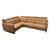 Ecksofa Modell Emily iLeder Cori Farbe Caramel Metall Armlehne Chrom mit Power Funktionen