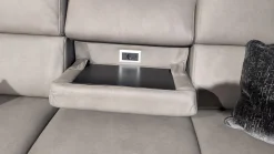 Ecksofa Motion IV Leder LL Evita Smoke Grau Metallfuß Schwarz Mit Tisch Und Kissen