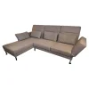 Ecksofa Moule Medium Bezug Leder Taron 5668 0095 Grau Kufen Schwarz Pulverbeschichtet Mit Verstellbarer Rückenlehne