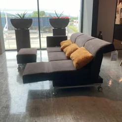 Ecksofa Moule Stoff Braun 6499/9199 mit Hocker und 3 Kissen