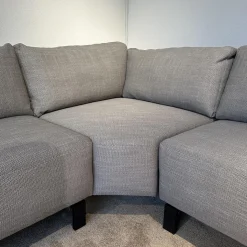 Ecksofa MR 4530 Bezug Stoff Picasso Taupe Grau Metallfuß 192 Schwarz Inklusive Kopfstütze Und Kissen