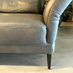 Ecksofa MR 1350 Leder Bovino Anthrazit Füße Aluminium Schwarz Mit Kopfpolster- Und Sitztiefenverstellung