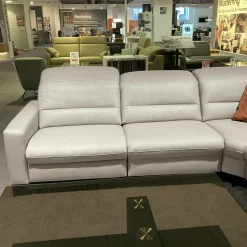 Ecksofa MR 1380 Leder Vivre Alu Grau Füße Schwarz mit Verstellfunktionen