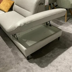 Ecksofa MR 1380 Leder Vivre Alu Grau Füße Schwarz mit Verstellfunktionen