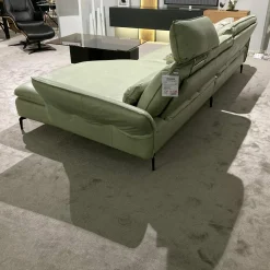 Ecksofa MR 2340 Leder Z7433 Green Tea Grün Metallfuß Schwarz mit Funktionen