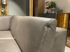 Ecksofa MR 9120 R Leder Kenia Grey Grau Füße 01BL Black Schwarz