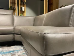 Ecksofa MR 9120 R Leder Kenia Grey Grau Füße 01BL Black Schwarz