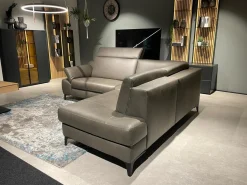 Ecksofa MR 9120 R Leder Kenia Grey Grau Füße 01BL Black Schwarz