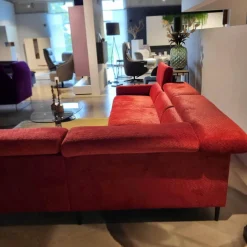 Ecksofa MR 4510 Stoff JAB 2 Rot Metallfuß Schwarz Matt Inklusive Manueller Kopfteilverstellung