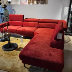 Ecksofa MR 4510 Stoff JAB 2 Rot Metallfuß Schwarz Matt Inklusive Manueller Kopfteilverstellung