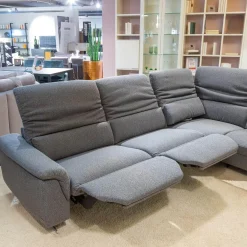 Ecksofa MS 1019 Stoff 24 Q2 Rustica Brikett Grau Metallkufe Edelstahloptik Gebürstet Mit Wall Free Funktion