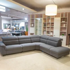 Ecksofa MS 1019 Stoff 24 Q2 Rustica Brikett Grau Metallkufe Edelstahloptik Gebürstet Mit Wall Free Funktion