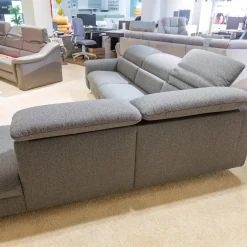 Ecksofa MS 1019 Stoff 24 Q2 Rustica Brikett Grau Metallkufe Edelstahloptik Gebürstet Mit Wall Free Funktion