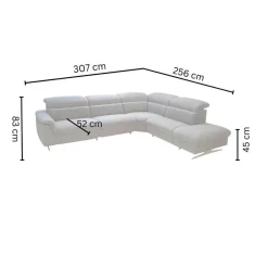 Ecksofa MS 1019 Stoff 24 Q2 Rustica Brikett Grau Metallkufe Edelstahloptik Gebürstet Mit Wall Free Funktion