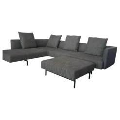 Ecksofa Muud Stoff Bogar 7830 Nightshade Grau Kufen Metall Matt Schwarz Pulverbeschichtet Mit Hocker