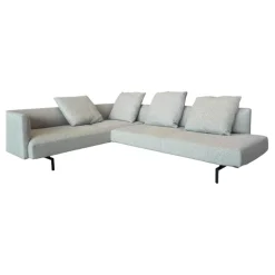 Ecksofa Muud Stoff Carré 7823 Moonlight Creme Kufen Metall Matt Schwarz Pulverbeschichtet Mit Filzgleitern