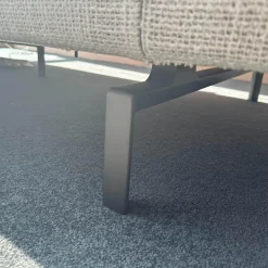 Ecksofa Muud Stoff Weave 7757 Pearl Gestell Schwarz Nackenrolle Leder Paco Black Schwarz